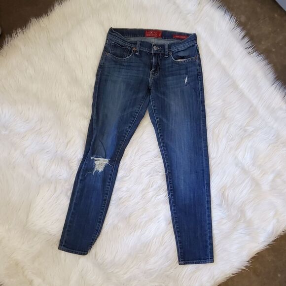 Lucky Brand Sienna Cigarette Skinny Denim Jeans Size 00 Low Rise 24 distressed - Picture 1 of 6